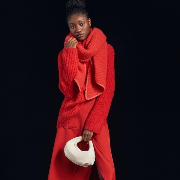 Anthropologie Red Recycled Boucle Scarf - Picture 1 of 3